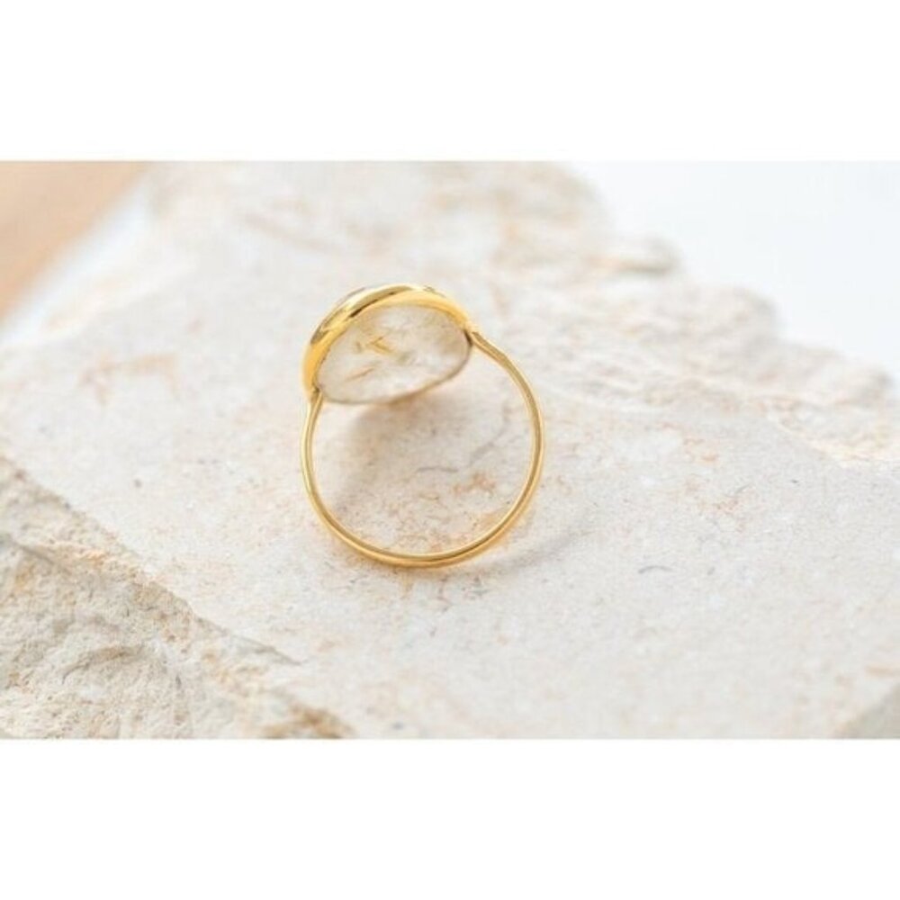 Statement Ring Gold Rutile Quartz Gold Vermeil Beautiful Faceted Rutile Quartz - Picture 13 of 15